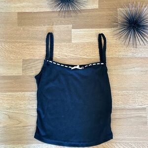 Black tank with pink bow